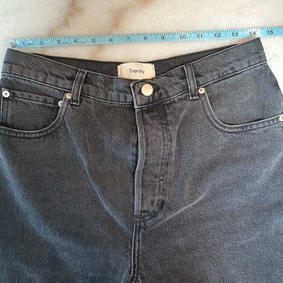 TRIARCHY jeans high waist baggy straight leg NWT dark grayish - Picture 3 of 11
